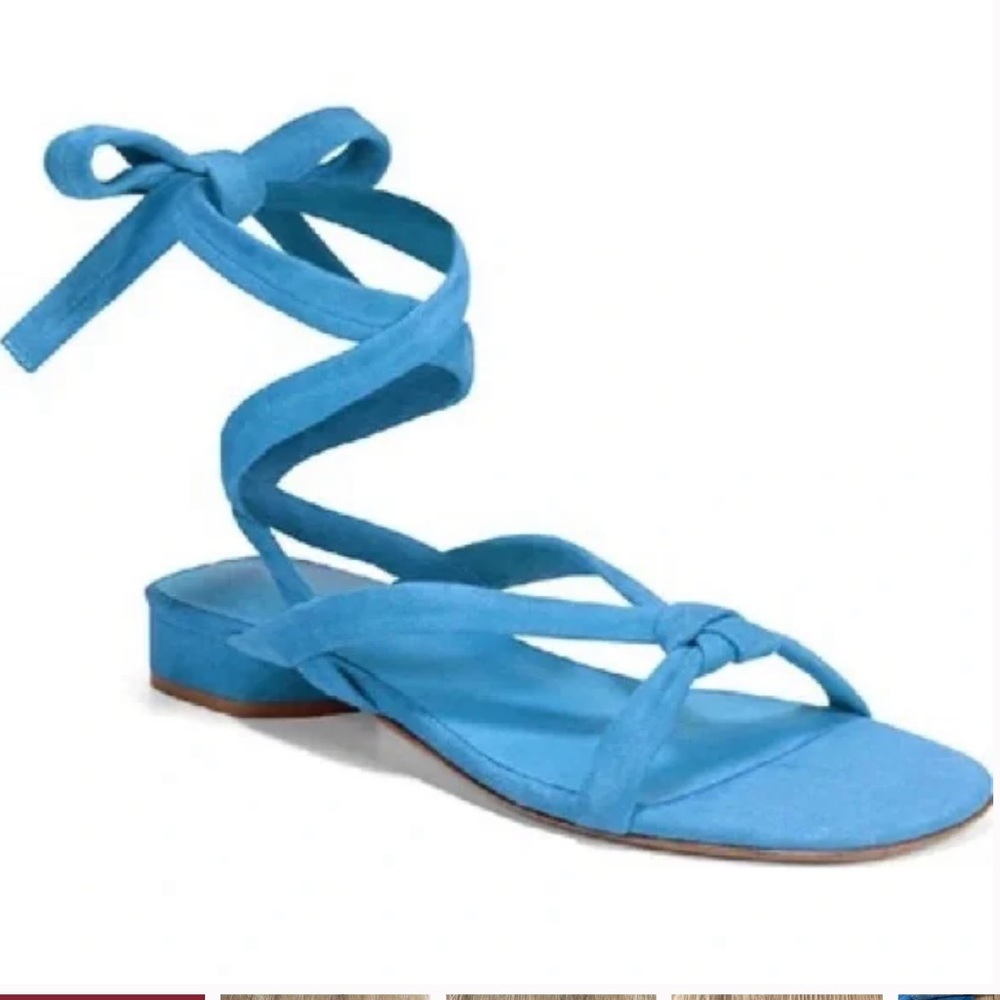 VINCE  Bon-ham Ankle Tie Sandals,Blue Pumice Suede, Excellent Condition,  6.5 M